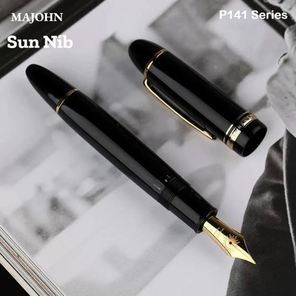 MAJOHN P140 Transparent Fountain Pen Sun Nib Metal Copper Piston Light Resin Body PK X159 9019 Stationery School Supplies