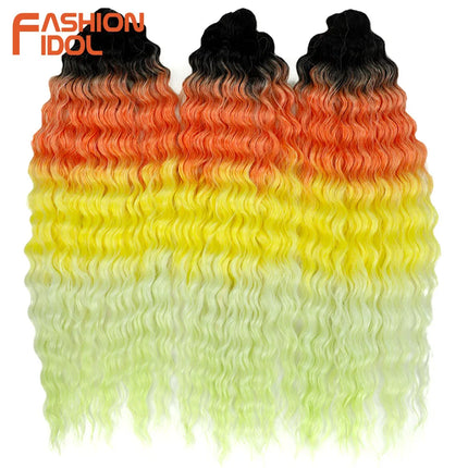 22 inch Curl Hair 300g/3pcs Water Wave Twist Crochet Hair Synthetic Braid Hair Ombre Blonde Deep Wave Braiding Hair Extensions