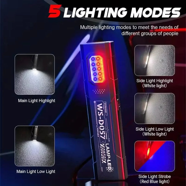 LED Keychain Flashlight USB C Rechargeable Portable Torch with COB Mini Hanging Work Light Outdoor Portable Pen Clip Lantern
