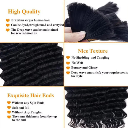 Bulk Braiding Hair Human hair Deep Wave Unprocessed No Weft Boho Braids Human Hair Bulk Extensions Brazilian Remy Hair