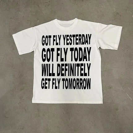 Men Y2K T-shirt Hiphop Harajuku Letter Print Retro Top Grunge Goth Streetwear Punk Oversized Breathable Short Sleeve T-shirt EMO