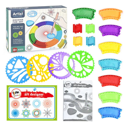 Geometry Spirograph Drawing Stencils Set Painting Template Art Crafts Creative Kids Educational Toy Variety of Flowers Ruler