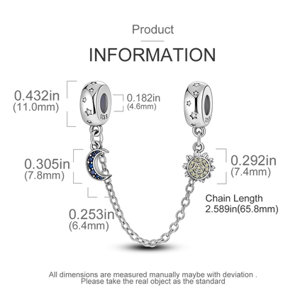 925 Silver Color Star Moon Heart Safety Chain CZ Beads Angle Wing Pendant Fit Bangle Charms Bracelet DIY Women Original Jewelry