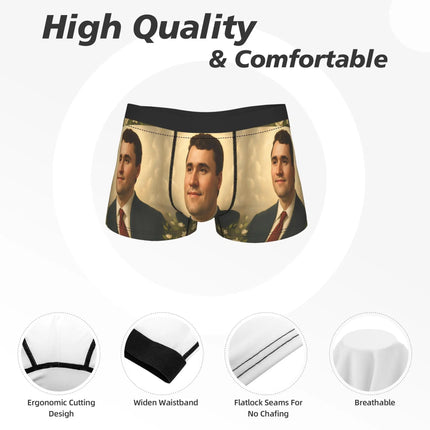 Charlie Kirk Angelic Advocate  Underwear  Funny Panties Printed Boxer Brief For Men 3D Pouch Plus Size Boxershorts