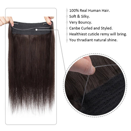 Real Human Hair Clip in Hair Extension Apply With Invisible Wire Natural Hair 5Clips 12-26Inch Fish Line Hair Extensions