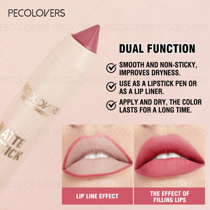 1 Pcs Matte Velvet Lipliner & Lipstick Pen, Smooth Easy To Apply, Precise To Definded Lip Lines, High Color Rendering Non-sticky