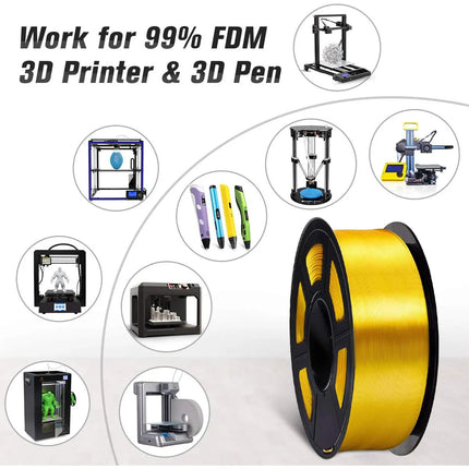 PLA Silk Gold 3D Print Filament 250g - High-Quality FDM 3D Printing Material for Home 3D Printer