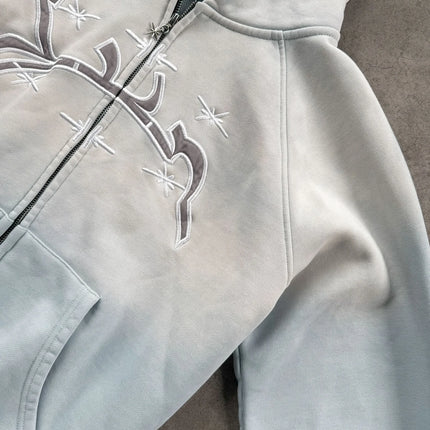 Divin Vintage Fashion Embroidery Zip Up Hoodies Y2k New Harajuku Hip Hop Coat Loose Hooded Sweatshirt Men And Women Streetwear
