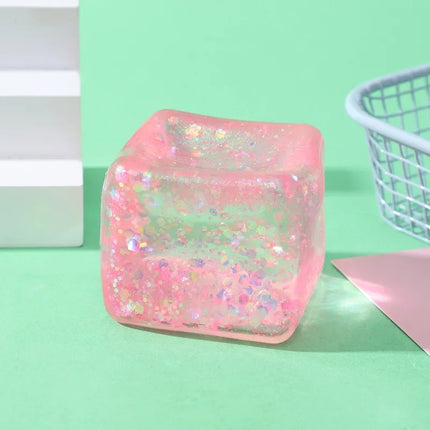 5CM Ice Cube Shaped Fidget Toy Square Stress Relief Ball Squishy Squeeze Anxiety Maltose Stress Relief Sensory Adults Toys