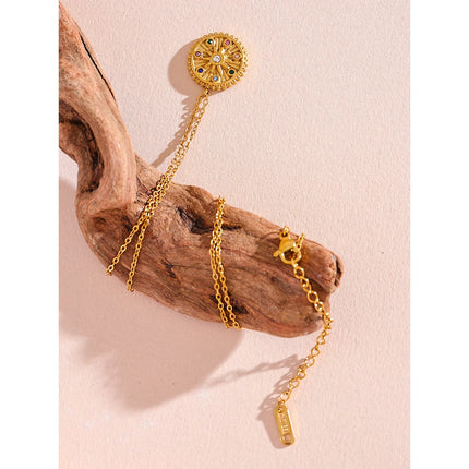 Yhpup Colorful Zircon Star Round Pendant Necklace Women 18k Gold Color Stainless Steel Fashion Trendy Daily Jewelry Wholesale