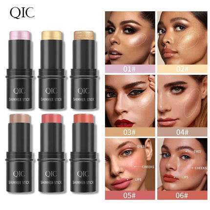QIC Multi-Functional Contour Stick - Highlighter, Blush & Concealer, Create 3D Facial Contours Cream Makeup Beginner-Friendly
