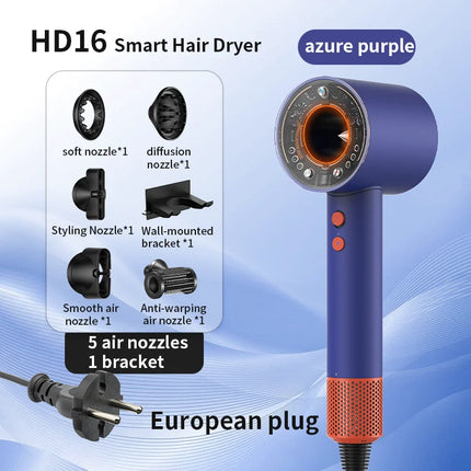Hair Dryer with Negative Ions for Hair Care, Quiet, Fast Drying, Temperature Control, High-Speed, Huaqiangbei Strong Wind Hd16 Hair Dryer