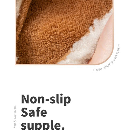 Cute Bear Fluffy Slippers Warm Plush House Shoes for Women and Men