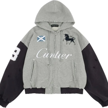 European and American Loose Three-Dimensional Animal Unicorn Three-Dimensional Pattern Men's and Women's Hooded Sweatshirt
