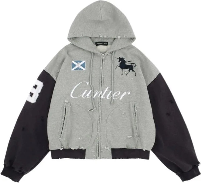 European and American Loose Three-Dimensional Animal Unicorn Three-Dimensional Pattern Men's and Women's Hooded Sweatshirt