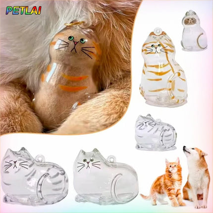 Cat hair creative accessories pet hair keychain cat pendant bottle collector memorial collection keychain hair storage bottle
