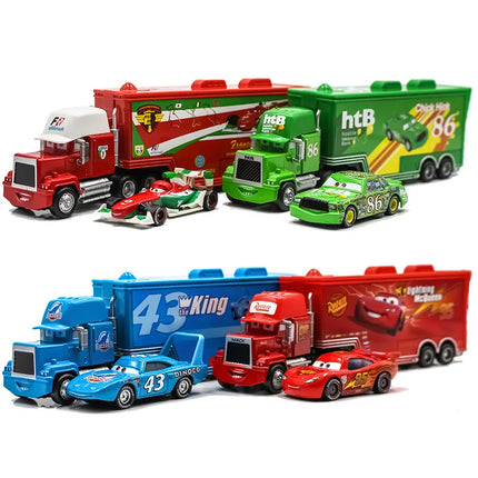 Cars Toys- Lightning McQueen Jackson Storm Chick Hicks Diecast Container Truck Metal Alloy Model Peripheral Toys Birthday Gifts