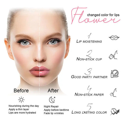 Temperature Color Changing Lip Balm Crystal Jelly Flower Lipstick Gloss Nutritious Lasting Moisturizing Non-Stick Cup Makeup New