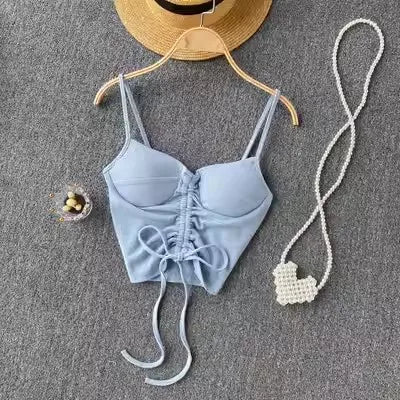 Strapless Western Style Skinny Tanks Camis for Women Summer Casual Solid Colours Female Corset Crop Tube Tops with Built In Bras