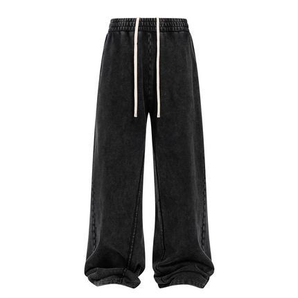 ZODF Retro 2025 Autumn Men 380gsm Washed Cotton Pants Unisex Distressed Loose Terry Sport Trousers Sweatpants HY1079