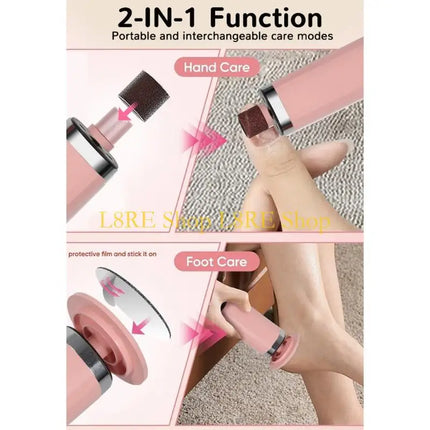 L8RE Portable Electric Foot Grinder 1000RPM Motor Fast Dead Skin Removal USB Charging Foot Callus Remover for Home Travel