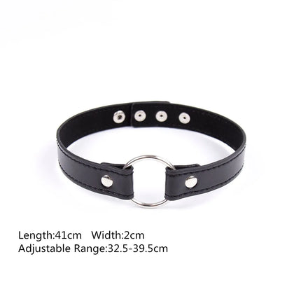 Sexy Leather Punk Rivets Necklace Men Women Couples Bondage Role Play Fetish Collar Flirting Accessory for Gay Party Gift