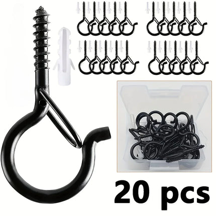 6-21PCS Hanger Hooks with Safety Buckle Windproof Screw Hooks Hanging Outdoor String Lights,Ceiling Hook Plants,Christmas Lights