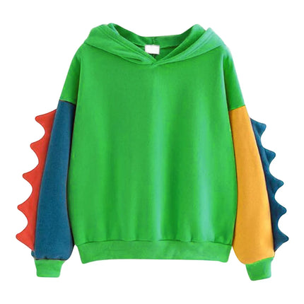 Women's Dinosaur Hoodies Fashionable Cute Solid Color Contrasting Dinosaur Loose Hoodies Comfortable Versatile Sweatshirts