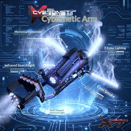Cyberpunk Mechanical Arm Mechanical Exoskeleton Seven Color Lights Cool fog Spray Black Technology Cosplay Gift For Adult
