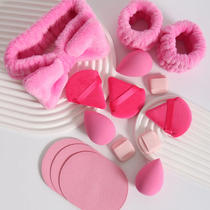 15 件套 Cosmetic Puff Makeup Sponge Blender Beauty Egg Foundation Sponges Puff Wash Face Headband Wristband Make up Accessories