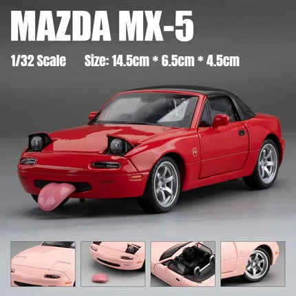1/32 Mazda MX-5 Miniature Diecast Miata RoadSter Toy Car Model Sound & Light Doors Openable Collection Gift for Children Boy Kid
