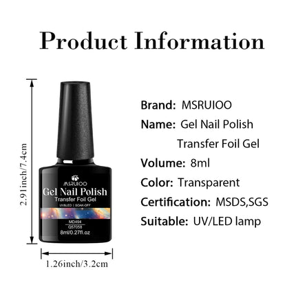 8ml Transfer Foil Gel Nail Polish Semi-Permanant Varnish For Adhesive Sticker Nail Glue Soak Off UV LED Gel Nail Art Decorations