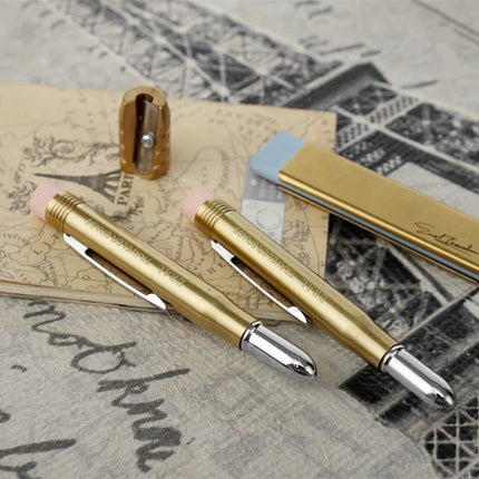 Fromthenon Traveler's Brass Pencil Metal Stationery Retro Travel Stationery Series Pictures Props Pencils for School