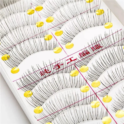 10Pairs Natural Cotton Stalk False Eyelashes Handmade Black Fake Eyelash Makeup Volume Full Strip Eye Lashes Eyelash Extensions