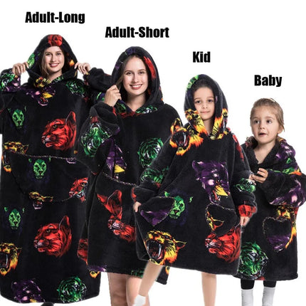 Plush Fleece Family Matching Hoodie Girl Sweatshirt Homewear Men Women Children Thick Pullover Oversize Winter Sherpa Blanket
