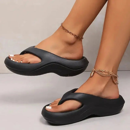 2025 Summer Thick Platform EVA Flip Flops for Women Clip Toe Non-Slip Beach Sandals Woman Comfortable Soft Sole Cloud Slippers
