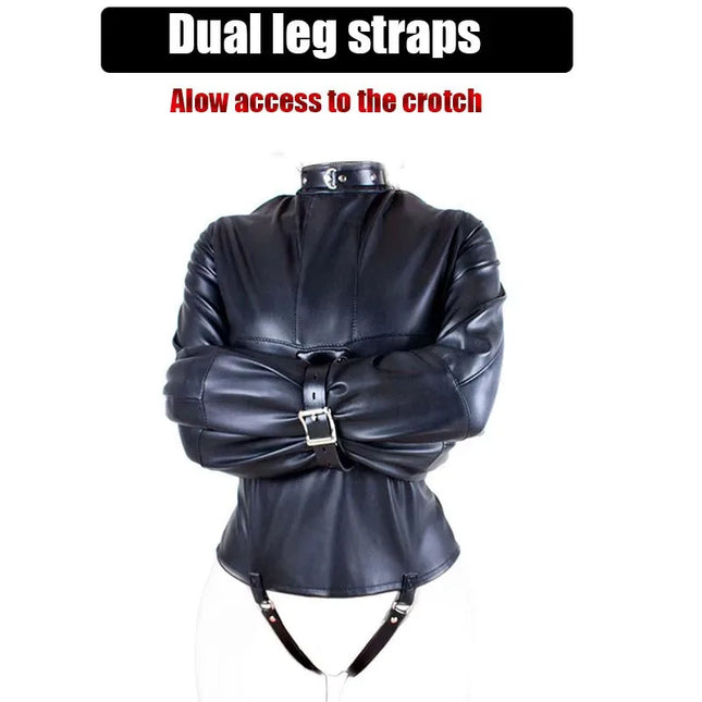BDSM Leather Armbinder Restraint Straitjacket, Straight Jacket Bondage, Unisex Doctor Patient Cosplay, Women's Sexy Lingerie
