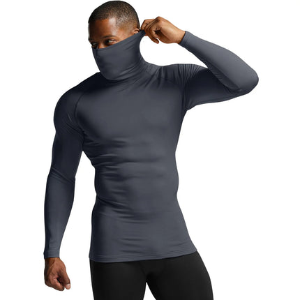 2026 Spring New Men's Turtleneck T-shirt Long Sleeve Slim Fit Solid Color High Elastic Bottoming Pullovers Basic Style Male Tops
