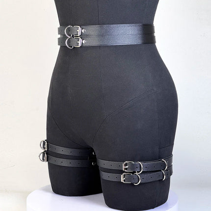 Women Sexy Leather Thigh Garter Belt Lingerie Leg Straps Bdsm Bondage Women Handcuffs Fetish Clothing Festival Rave Accessory