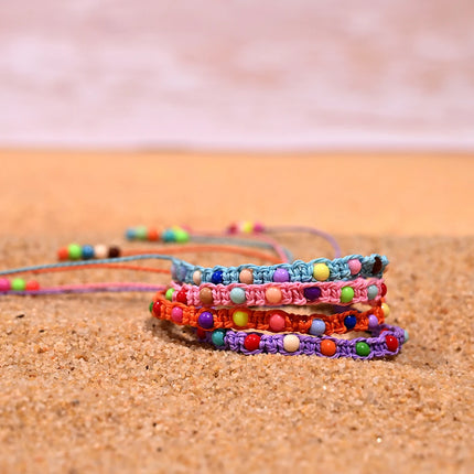 Four-piece Set of Trendy Anklets For Women, Handcrafted with Colorful Beads, Perfect for Summer Beach Wear