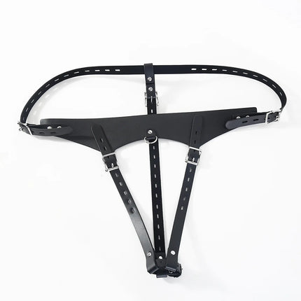 Adjustable Leather Chastity Panty Harness BDSM Bondage Restraint Gear Adult Sex Toy for Women Men Fetish Role Play Accessory