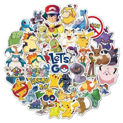 10/30/50pcs Kawaii Cartoon Pokemon Pikachu Stickers Japanese Anime Decals DIY Guitar Laptop Luggage Cute Manga Graffiti Sticker
