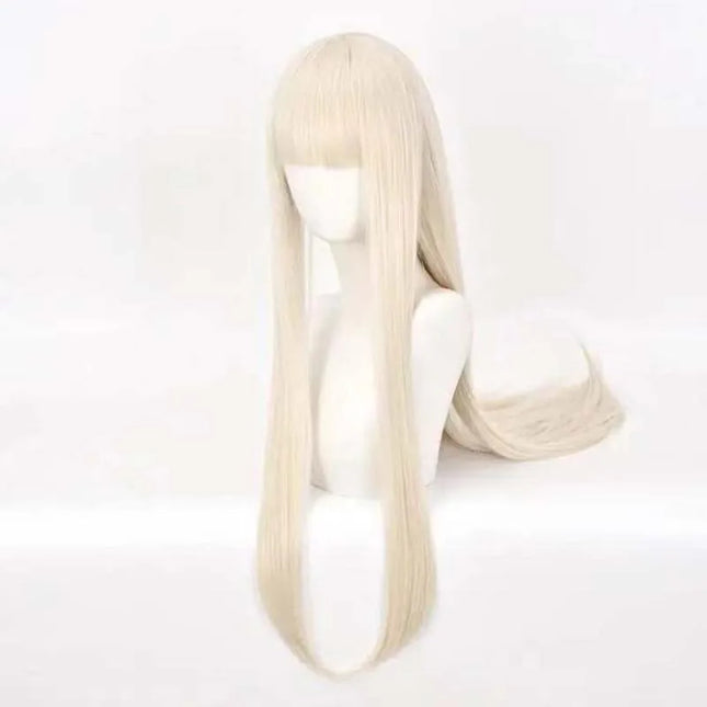 Anime Cosplay Runa Yomozuki Wigs Long Straight Wig Natural Gold with Neat Bang Heat Resistant Synthetic Wigs for Girls