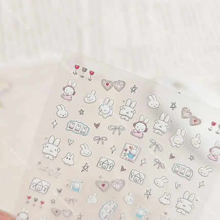 Cute Miffy 3D Nail Stickers Kawaii Glass Camera Nail Stickers Decoration Anime Printing Stickers Holiday Surprise Gifts