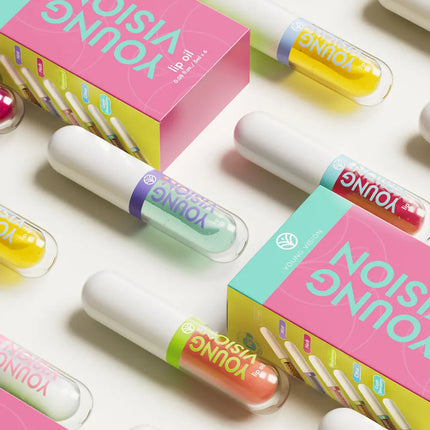 YOUNG VISION 6-Color Refreshing Fruit Flavored Moisturizing Lip Oil Set Colorful, Hydrating, and Moisturizing Lip Gloss