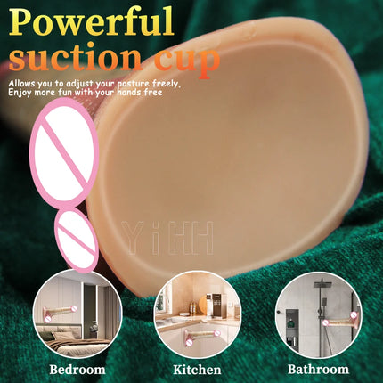 Skin-sliding foreskin dildo. Realistic dildos for women, anal-vaginal stimulation, long fake penis butt plug sex toys for women.