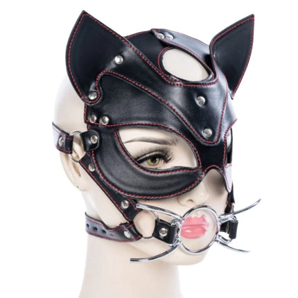 Sexy Allure Fox Eye Mask with Fetish BDSM Adult Harness Oral Flail Mouth Plug for Couple Slave Restraint Games Sex Gag Toy