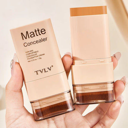 15g 2-in-1 foundation eraser double-ended concealer stick with brush head waterproof, natural makeup, long-lasting cream texture