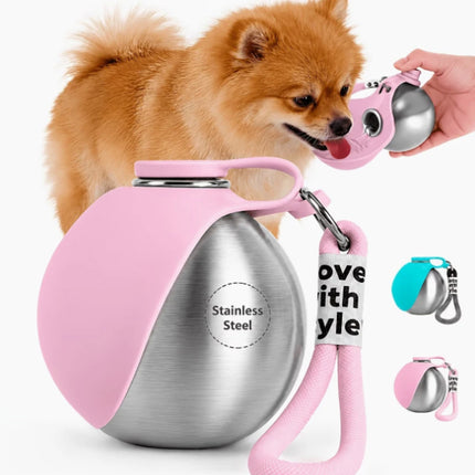 Pet cat and dog water cup cat dog stainless steel kettle outdoor reflowable folding large capacity portable drinking fountain