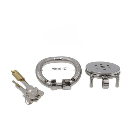 Flat Male Cock Cage with Metal Catheter - 18+ Urethral Negative Pressure Chastity Lock, BDSM Bondage Toy for Couples